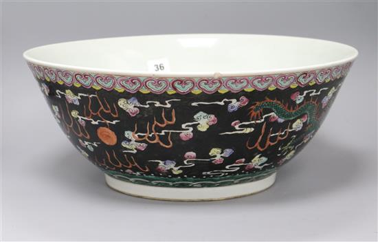 A Chinese famille noire bowl diameter 41cm